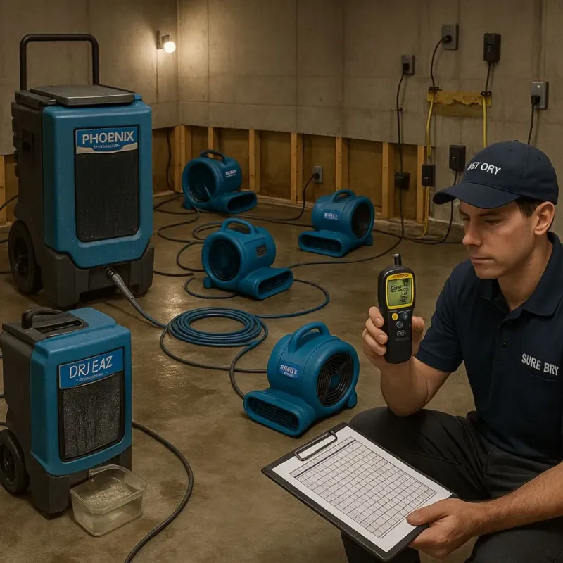 Structural Drying and Dehumidification process in Sky Lake, FL